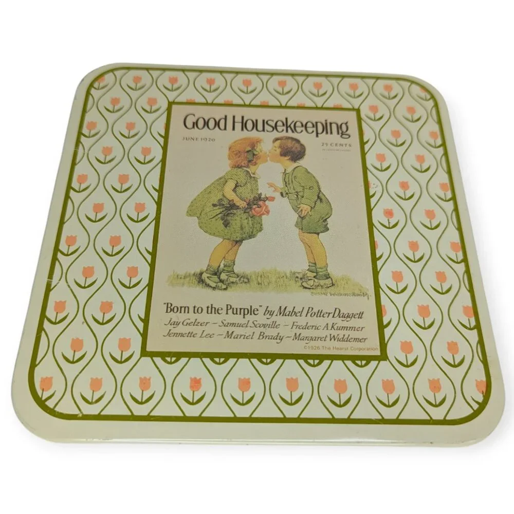 Vintage Cheinco Good Housekeeping Tin Hot Pad Square & Circle Set of 2